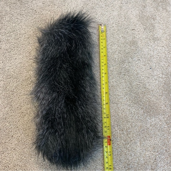 Surell dark gray black faux fur headband neck scarf - Picture 9 of 10